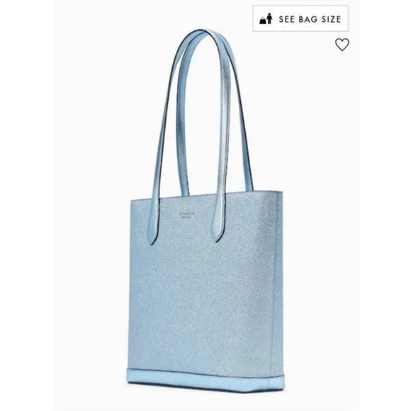Kate Spade Tote Tinsel Glitter Shoulder Tote Bag Handbag Frosty Sky - Picture 4 of 4